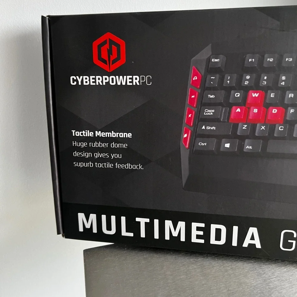 CyberPowerPC Multimedia Gaming Keyboard LED Illuminated Tactile Membrane USB